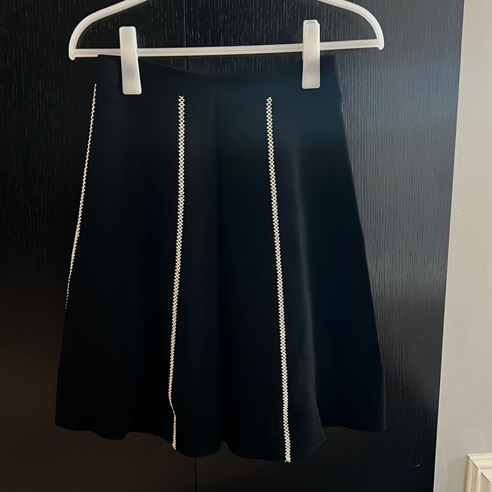Sandro Black A-Line Skirt with White Trim